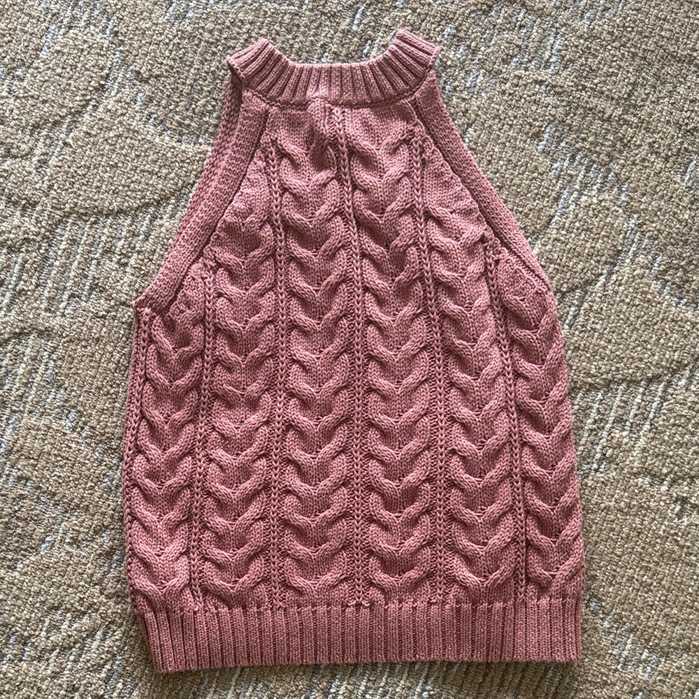Women's Cable Knit High Neck Sweater Vest